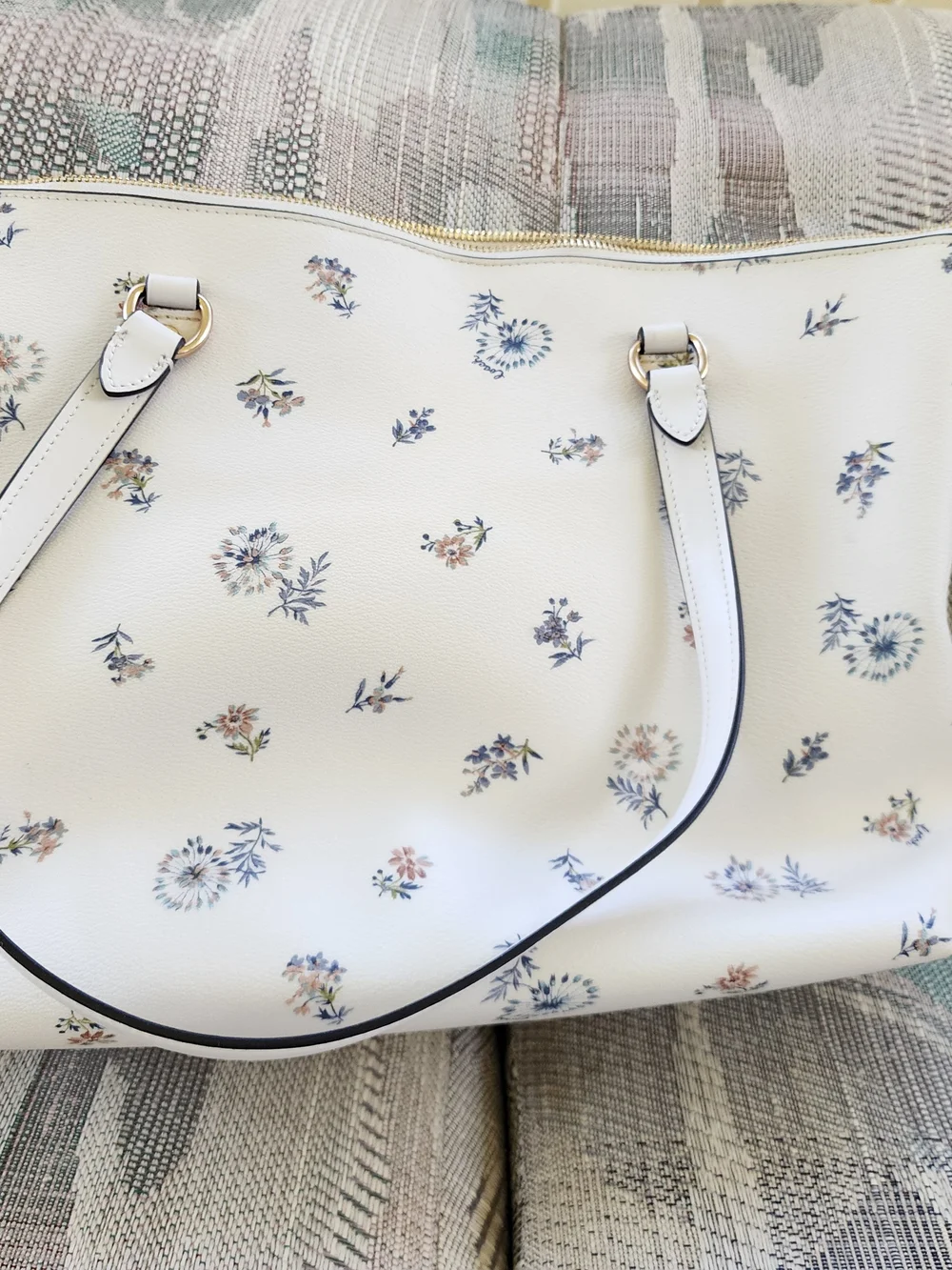 Coach Gallery White Dandelion Floral Leather Satchel